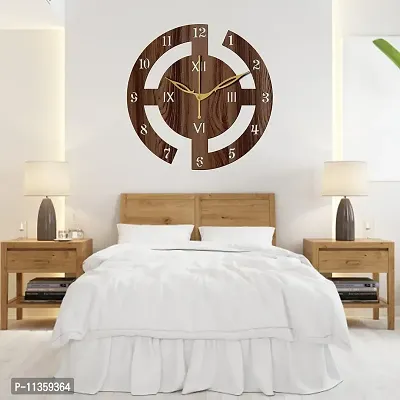 FRAVY 10 Inch MDF Wood Wall Clock for Home and Office (25Cm x 25Cm, Small Size, 027-Wenge)-thumb5