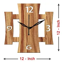 FRAVY 12"" Inch Prelam MDF Wood English Numeral Square Without Glass Wall Clock (Beige, 30cm x 30cm) - 15-thumb3