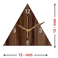 FRAVY 12"" Inch Prelam MDF Wood English Numeral Triangle Without Glass Wall Clock (Brown, 30cm x 30cm) - 30-thumb3