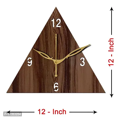 FRAVY 12"" Inch Prelam MDF Wood English Numeral Triangle Without Glass Wall Clock (Brown, 30cm x 30cm) - 30-thumb4