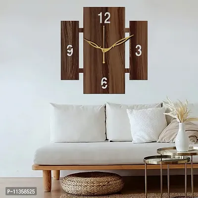 Freny Exim 12"" Inch Wooden MDF English Numeral Square Wall Clock Without Glass (Brown, 30cm x 30cm) - 14-thumb2