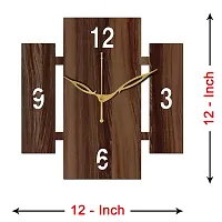 Freny Exim 12"" Inch Wooden MDF English Numeral Square Wall Clock Without Glass (Brown, 30cm x 30cm) - 14-thumb3