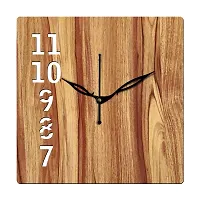 FRAVY 12"" Inch Prelam MDF Wood English Numeral Square Without Glass Wall Clock (Beige, 30cm x 30cm) - 26-thumb1