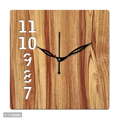 FRAVY 12"" Inch Prelam MDF Wood English Numeral Square Without Glass Wall Clock (Beige, 30cm x 30cm) - 26-thumb2