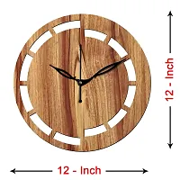 Freny Exim 12"" Inch Wooden MDF Cut Mark Round Wall Clock Without Glass (Beige, 30cm x 30cm) - 16-thumb3