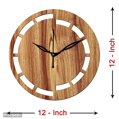 Freny Exim 12"" Inch Wooden MDF Cut Mark Round Wall Clock Without Glass (Beige, 30cm x 30cm) - 16-thumb4