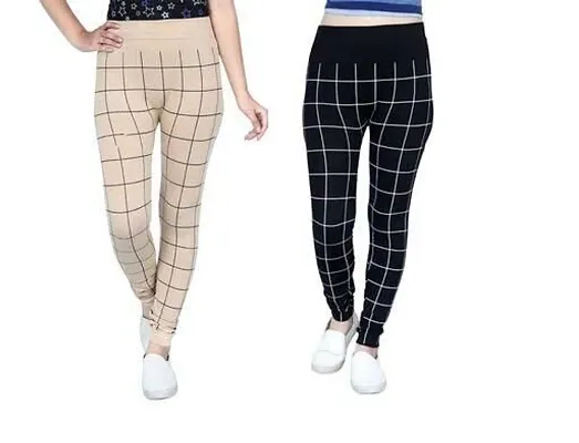 Buy Rocca Women's Printed Stretchable Cream Black Jeggings Combo - Lowest  price in India