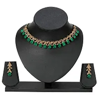 maayeri jewels green gold plated minimal necklace with earrings-thumb1