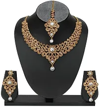 MAAYERI JEWELS ALLOY GOLD PLATED TRENDY STATEMENT JEWELLERY SET WITH EARRINGS  MAANGTIKA-thumb1