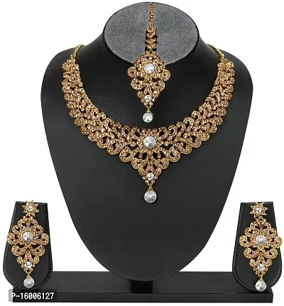 MAAYERI JEWELS ALLOY GOLD PLATED TRENDY STATEMENT JEWELLERY SET WITH EARRINGS  MAANGTIKA-thumb2