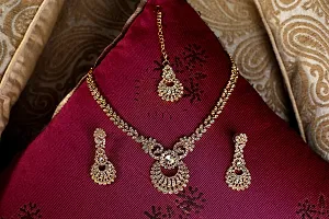 Maayeri Jewels Dazzling Gold Plated Jewellery Set with American diamonds for Women and Girls.-thumb1