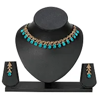 maayeri jewels teal gold plated jewellery set with earrings  maangtika-thumb1