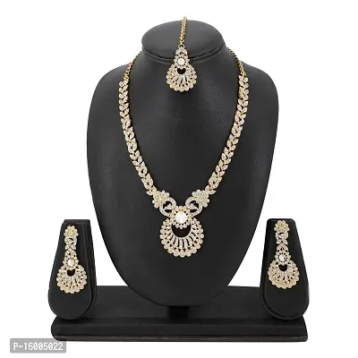 Maayeri Jewels Dazzling Gold Plated Jewellery Set with American diamonds for Women and Girls.-thumb3