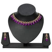 maayeri jewels purple gold plated minimal necklace with earrings-thumb1