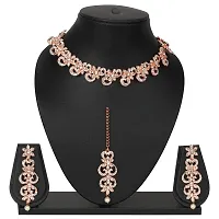 MAAYERI JEWELS ROSE GOLD TRENDY DESIGN SIMPLE NECKLACE SET WITH EARRINGS  MAANGTIKA-thumb1