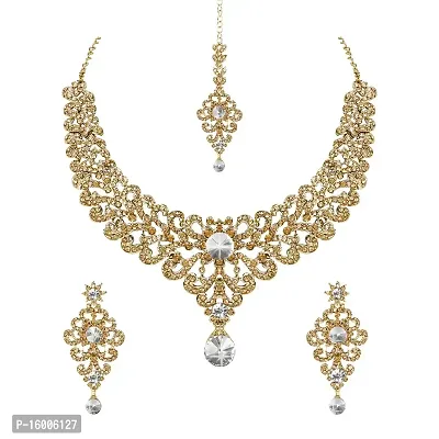 MAAYERI JEWELS ALLOY GOLD PLATED TRENDY STATEMENT JEWELLERY SET WITH EARRINGS  MAANGTIKA