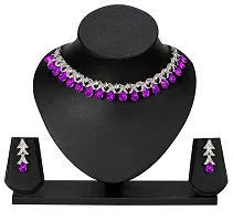 maayeri jewels purple rhodium plated minimal necklace with earrings-thumb1