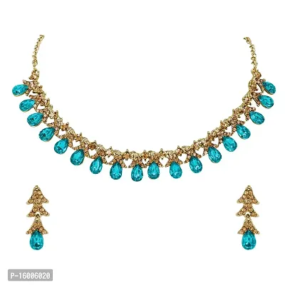 maayeri jewels teal gold plated jewellery set with earrings  maangtika-thumb0