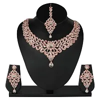 MAAYERI New JEWELS ROSE GOLD PLATED TRENDING JEWELLERY SET WITH EARRINGS  MAANG TIKA FOR WOMEN-thumb1