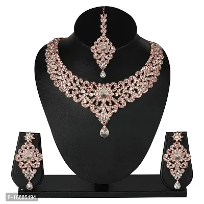 MAAYERI New JEWELS ROSE GOLD PLATED TRENDING JEWELLERY SET WITH EARRINGS  MAANG TIKA FOR WOMEN-thumb2