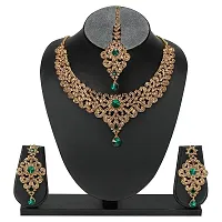 maayeri JEWELS STATEMENT GREEN/GOLD PLATED JEWELLERY SET WITH EARRINGS  MAANGTIKA.-thumb1