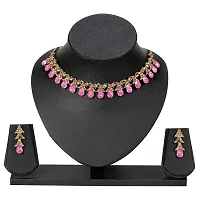 maayeri jewels pink gold plated minimal necklace with earrings-thumb1