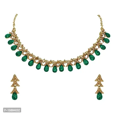 maayeri jewels green gold plated minimal necklace with earrings-thumb0