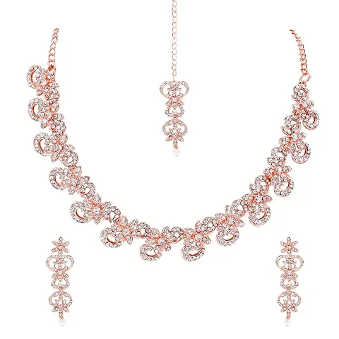 MAAYERI JEWELS TRENDY DESIGN SIMPLE NECKLACE SET WITH EARRINGS MAANGTIKA