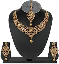 MAAYERI New New JEWELS MEHENDI GOLD PLATED TRENDING JEWELLERY SET WITH EARRINGS  MAANG TIKA FOR WOMEN-thumb1