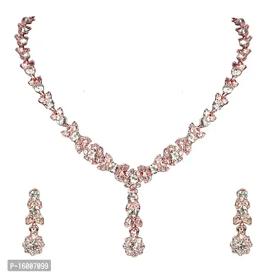 MAAYERI JEWELS MINIMAL FLORAL DESIGN ROSE GOLD JEWELLERY SET WITH EARRINGS