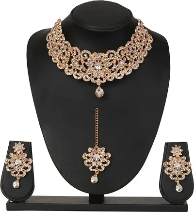 Trendy Alloy Choker with earring and Mangtika