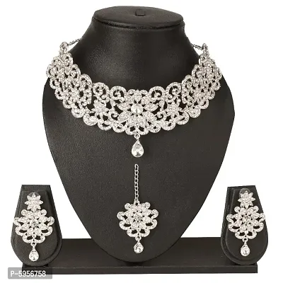 Trendy Alloy Choker with earring and Mangtika