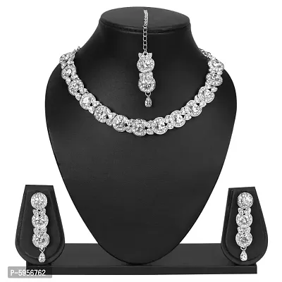 Trendy Alloy Choker with earring and Mangtika