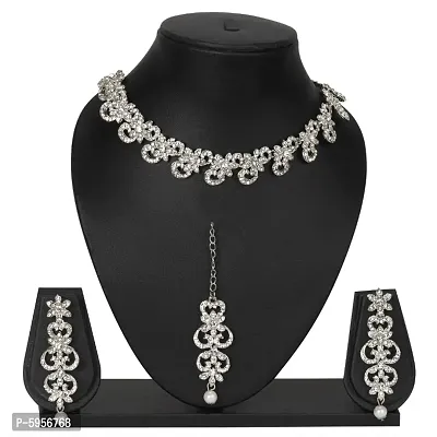 Trendy Alloy Choker with earring and Mangtika