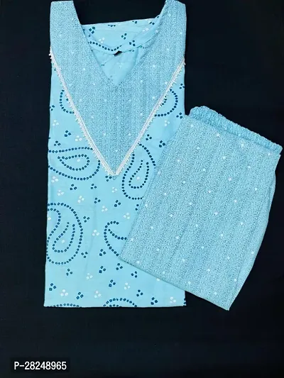 Pure Cotton Printed Lace Work Kurta With Bottom Set