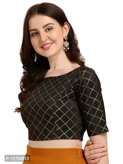 OOMPH! Jacquard Black Readymade Blouse for Women - rbbl67l_b