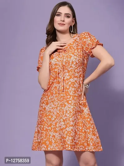 OOMPH! Women's Crepe Sheath Mini Dress (md602_Orange 2-thumb3