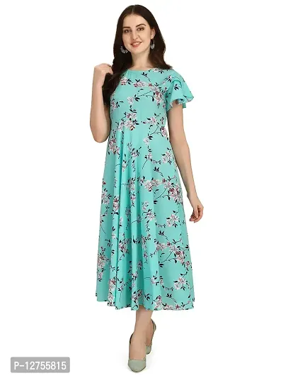 OOMPH! Women's Crepe A-Line Maxi Dress - Teal Blue (md305xxl}