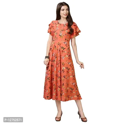 Oomph! Womens Crepe A-Line Maxi Dress (md61s_Blush Red S)-thumb0