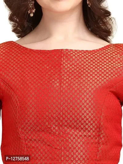 OOMPH! Jacquard Red Readymade Blouse for Women - rbbl80s-thumb4