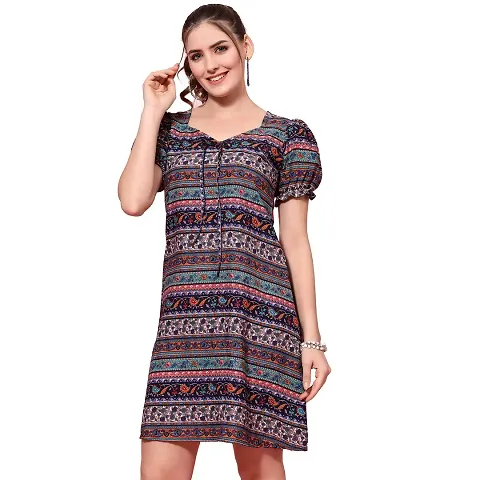 OOMPH! Women's Crepe Sheath Mini Dress (md608_Multicolour