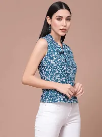 OOMPH! Women's Crepe Printed top with Tie Neck and Sleeveless-thumb3