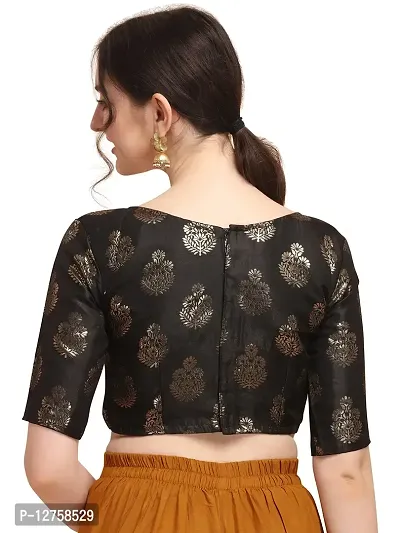 OOMPH! Jacquard Black Readymade Blouse for Women - rbbl167m-thumb3