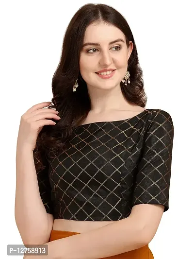 OOMPH! Jacquard Black Readymade Blouse for Women - rbbl67l_b-thumb2