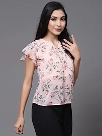 OOMPH! Women's Georgette Printed top with Keyhole Neck and Flutter Sleeve-thumb3