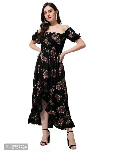 OOMPH! Women's Crepe A-Line Maxi Dress - md453l - Black-thumb0