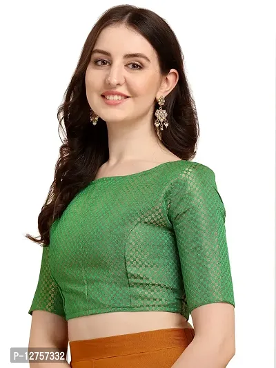 OOMPH! Jacquard Green Readymade Blouse for Women - rbbl83xxl-thumb2