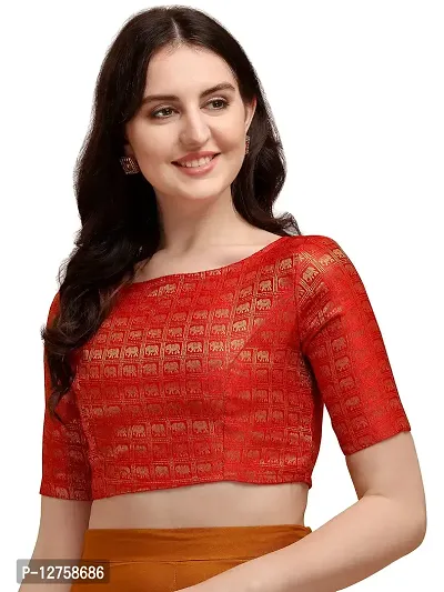 OOMPH! Jacquard Red Readymade Blouse for Women - rbbl136l_b-thumb0