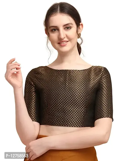 OOMPH! Jacquard Black Readymade Blouse for Women - rbbl74l