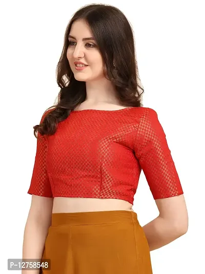 OOMPH! Jacquard Red Readymade Blouse for Women - rbbl80s-thumb2